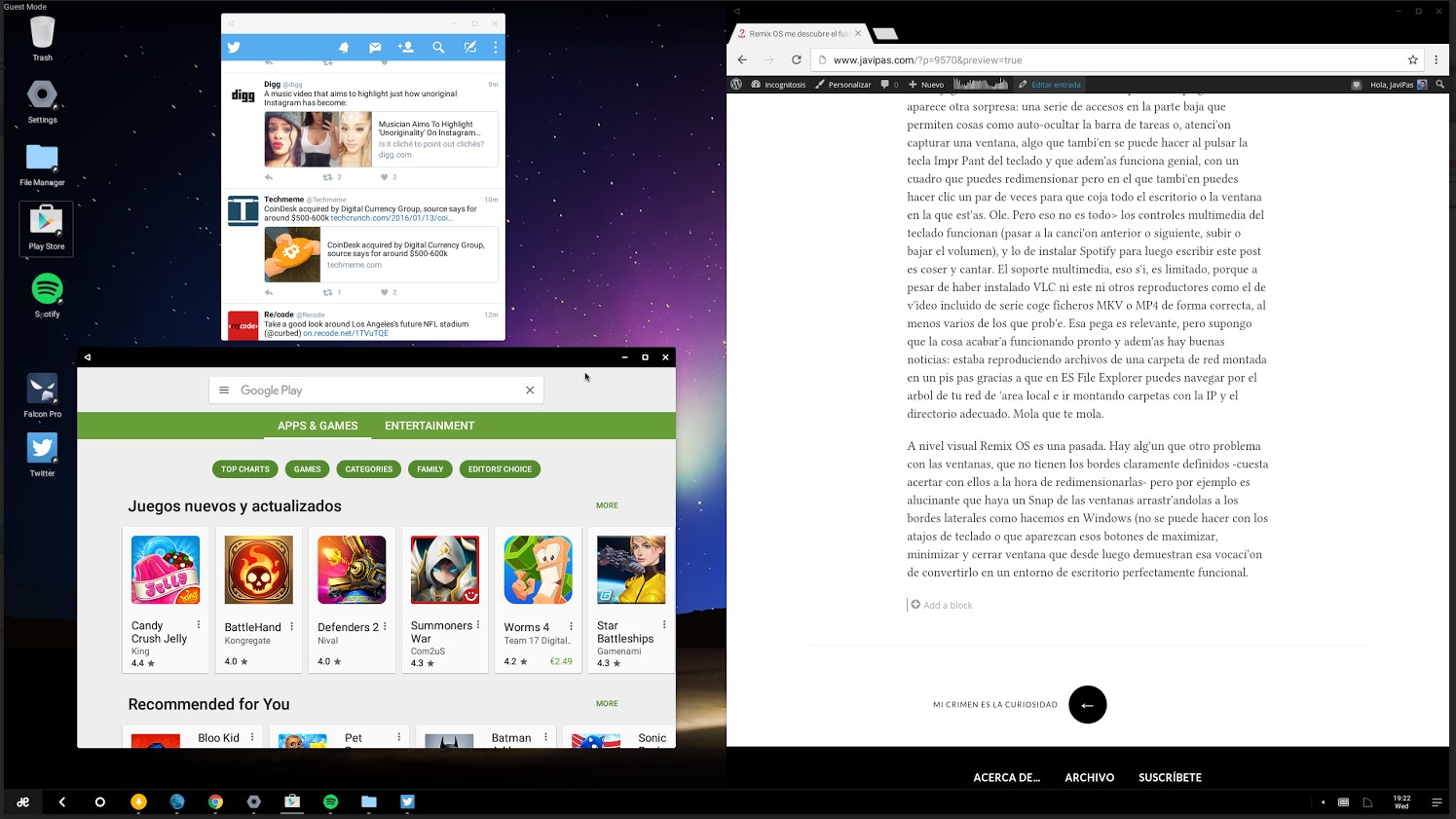 ... y el aspecto del escritorio de Remix OS